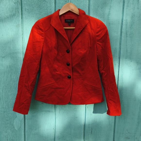 Talbots Jackets & Blazers - Talbots Cotton Velvet 3-Button Blazer sz 4 Burnt Orange Fall Preppy Academia
